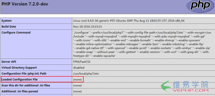 PHP学习：phpinfo()中Loaded Configuration File(none)的解决方法