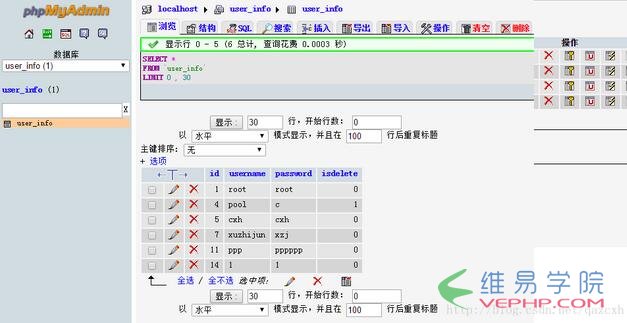 PHP实例：php+mysql实现简单登录注册修改密码网页