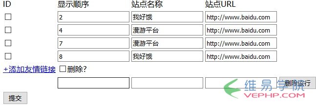 PHP实例：Yii针对添加行的增删改查操作示例