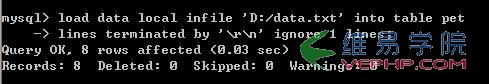 MYSQL教程mysql中的Load data的使用方法