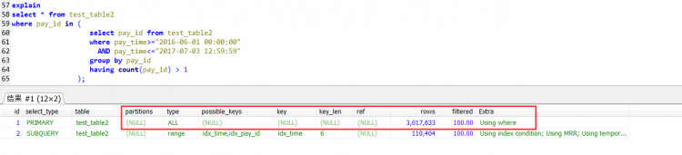 MYSQL数据库解决MySQL中IN子查询会导致无法使用索引问题