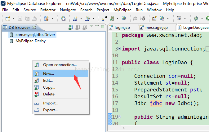 Mysql学习MyEclipse连接MySQL数据库图文教程