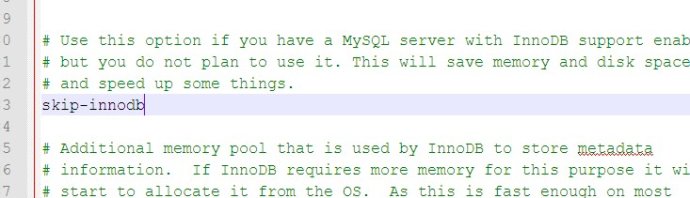 Mysql实例MySQL提示The InnoDB feature is disabled需要开启InnoDB的解决方法