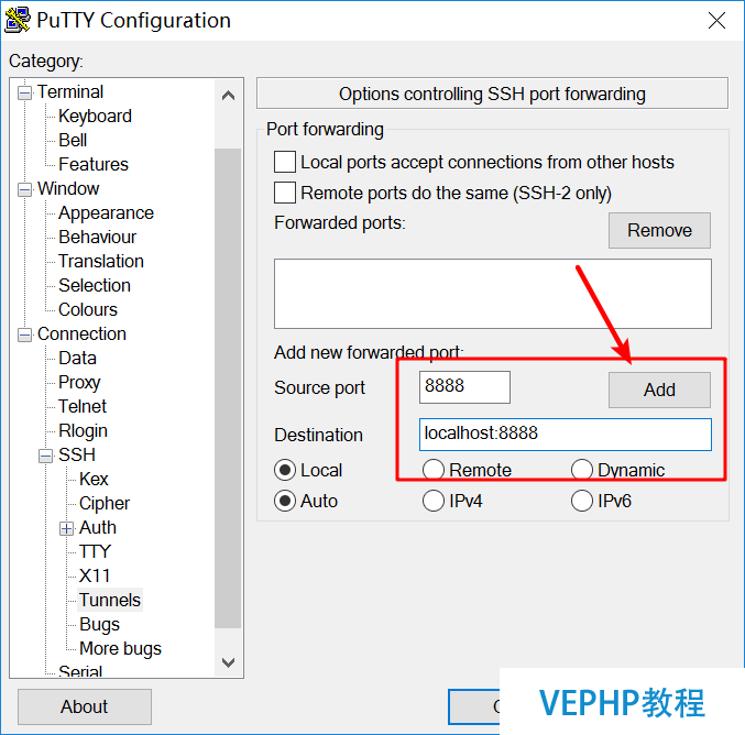 LINUX教学:通过PuTTY进行端口映射并且启动Jupyter Notebook