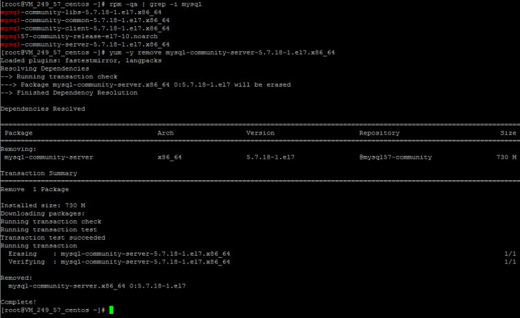 Mysql应用Linux下MySQL5.7.18 yum方式从卸载到安装过程图解