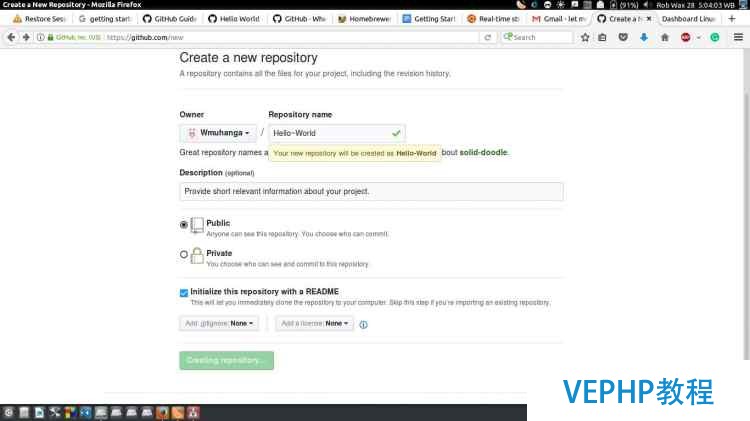 create a github repository