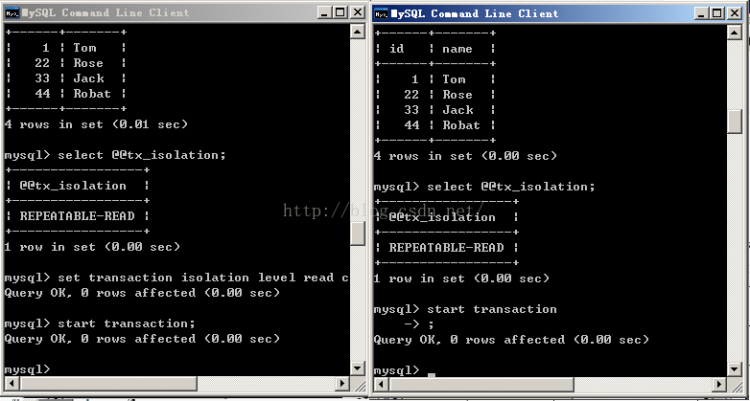 Mysql应用mysql 详解隔离级别操作过程(cmd)