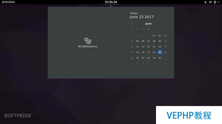 GNOME 3.24 desktop - Calendar applet