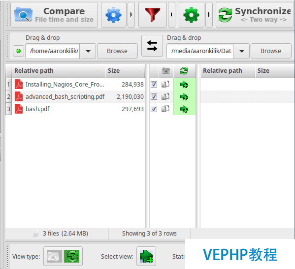 比较以及同步两个文件夹