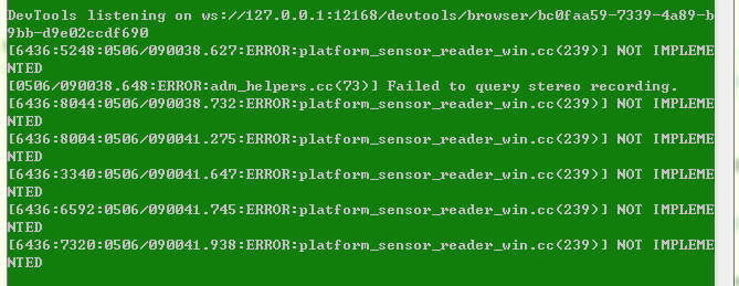 node.js出现selenium错误：ERROR:platform_sensor_reader_win.cc(239) NOT IMPLEME  NTED